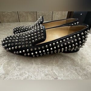 Christian Louboutin - Patent Leather Rollerball Spike Loafers. 38